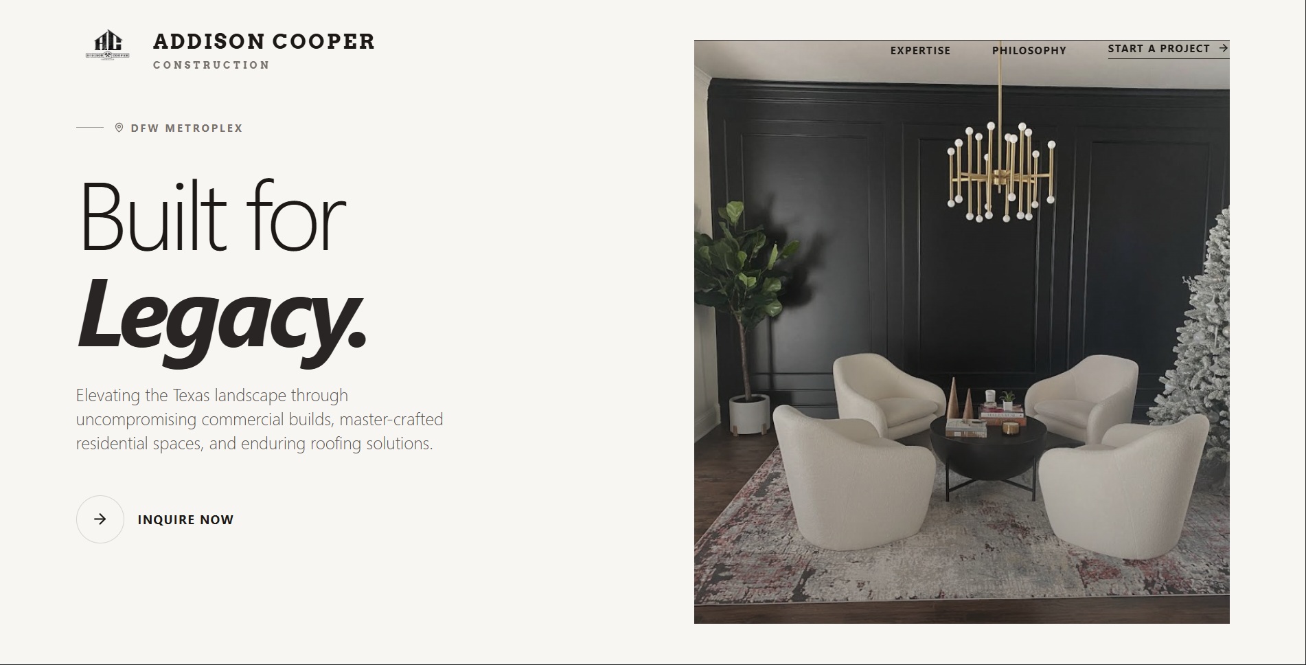 Addison Cooper Construction Website Homepage